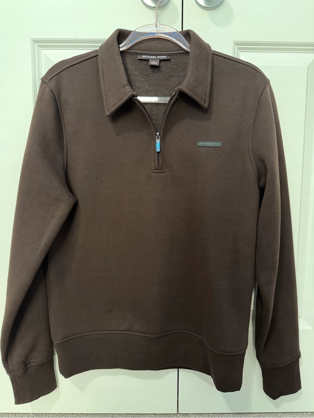 Michael Kors Men's Dark Brown Half-Zip Pullover Sweater